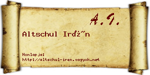 Altschul Irén névjegykártya